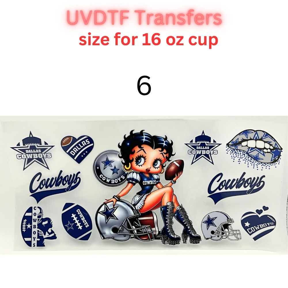 Sports Fan Inspired UV DTF Cup Wrap for 16 oz Glass Can | Football Fan Transfer Decal | Waterproof Permanent Cup Sticker | Multiple Styles