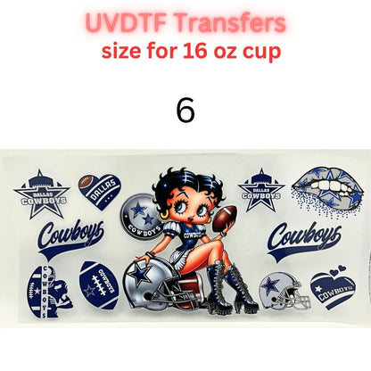 Sports Fan Inspired UV DTF Cup Wrap for 16 oz Glass Can | Football Fan Transfer Decal | Waterproof Permanent Cup Sticker | Multiple Styles