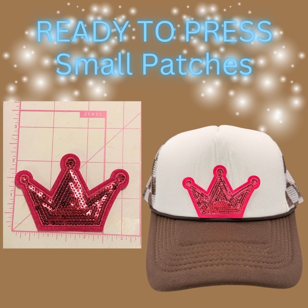 READY TO PRESS Sequin Crown Patches – Small Size