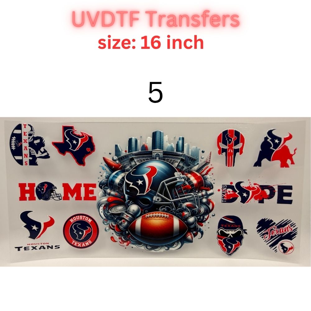 Football Team Inspired UVDTF Cup Wrap | 16oz Libbey Glass Transfer | Sports Fan Tumbler Wrap | Game Day Cup Decal | Football Lover Gift