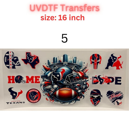 Football Team Inspired UVDTF Cup Wrap | 16oz Libbey Glass Transfer | Sports Fan Tumbler Wrap | Game Day Cup Decal | Football Lover Gift