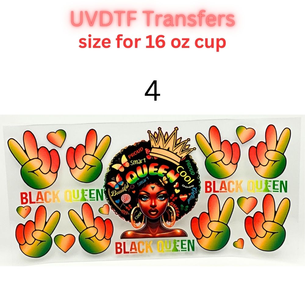 Cultural Heritage UVDTF Cup Wrap | Empowerment Glass Cup Decal | Afro-Inspired Tumbler Wrap | 16oz Libbey Transfer