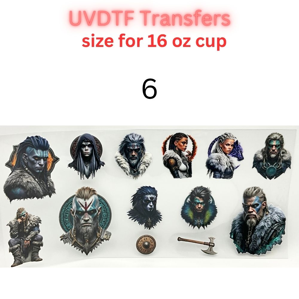 Nordic Warrior UV DTF Transfer | Viking Inspired Cup Wrap | 16 oz Glass Can Decal | Waterproof Permanent Sticker