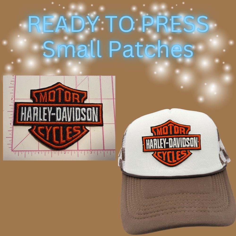 Ready to Press Small Motorcycle Logo Patches for Trucker Hats – Assorted Wing & Shield Designs