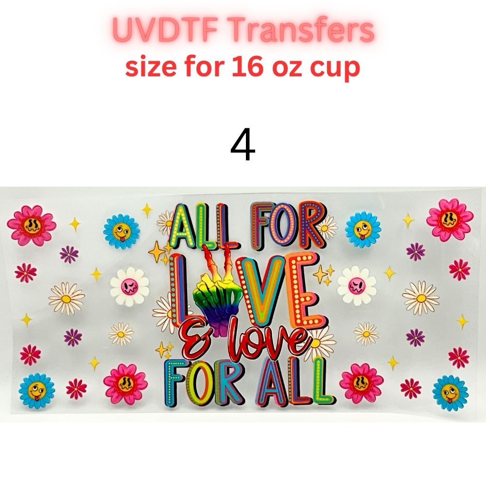 Rainbow Pride UVDTF Cup Wrap | Love & Equality Glass Cup Decal | Colorful Tumbler Wrap | 16oz Libbey Transfer