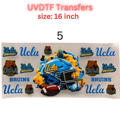 Football Inspired UVDTF Cup Wraps | 16 oz Glass Wrap Transfers | Game Day Helmet Designs | Sports Color Themes