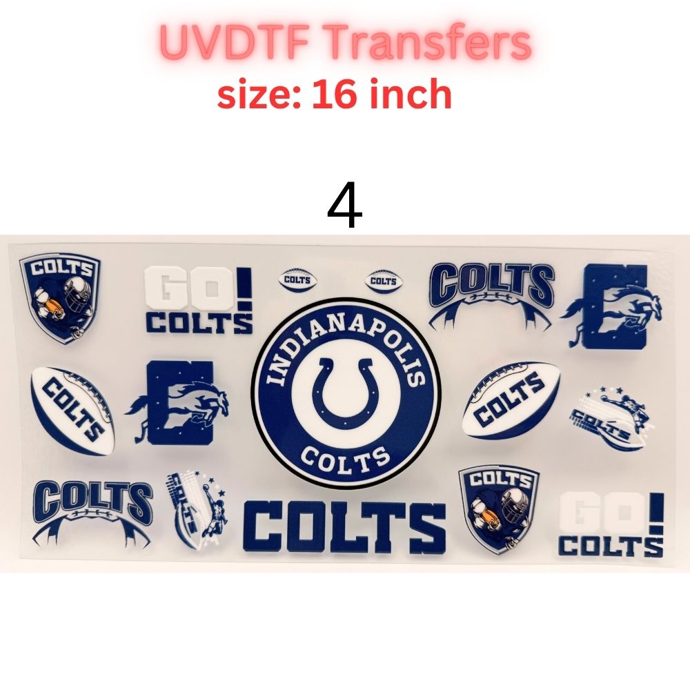 Football Team Color UVDTF Cup Wrap | 16oz Libbey Glass Transfer | Game Day Tumbler Decal | Purple Gold Black Blue Sports Wrap