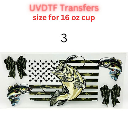 Patriotic & Blue Collar UV DTF Cup Wraps | 16oz Tumbler Transfers | Fishing, Firefighter, Military, Dad Life, Americana Designs