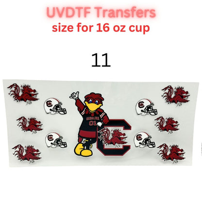 Garnet & Black Football-Themed UV DTF Cup Wrap Decals | 16 oz Cup Transfers | Mascot-Inspired Sports Designs | Waterproof Tumbler Stickers