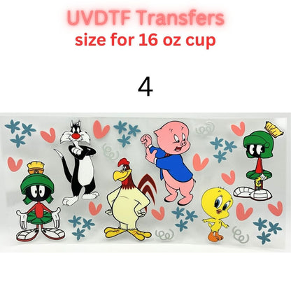 Cute Cartoon UV DTF Cup Wrap for 16oz Glass Can | Retro Strawberry, Farm Animals, Bear & Bird Drinkware Transfer