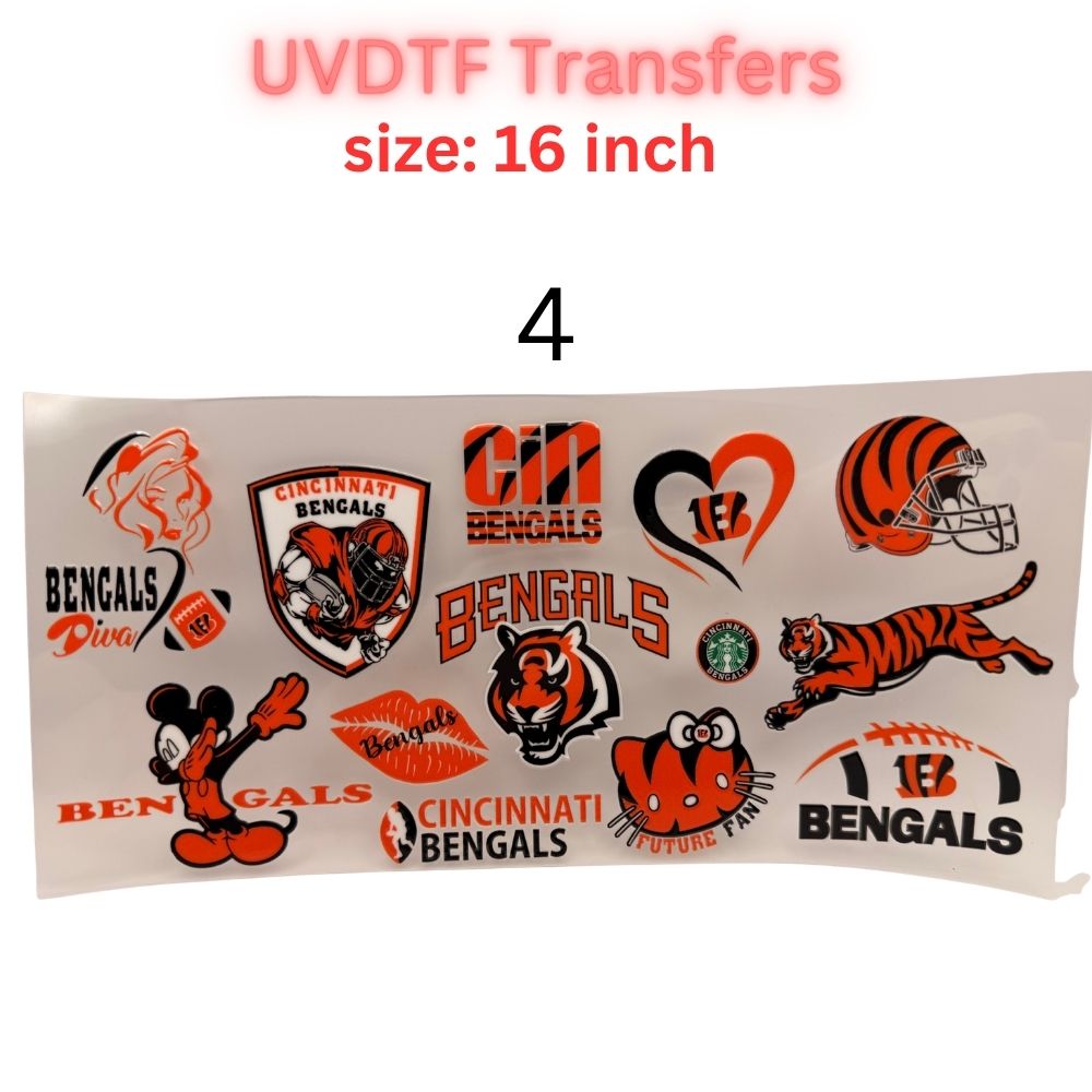 Orange & Black Football Fan UV DTF Transfer – 16 Inch