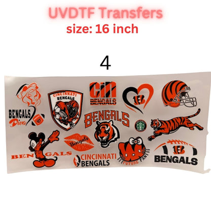 Orange & Black Football Fan UV DTF Transfer – 16 Inch