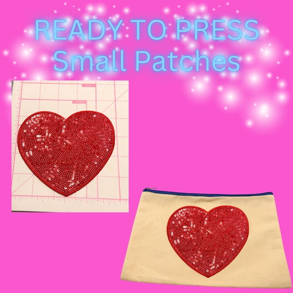READY TO PRESS Sequin Heart Patch – Small