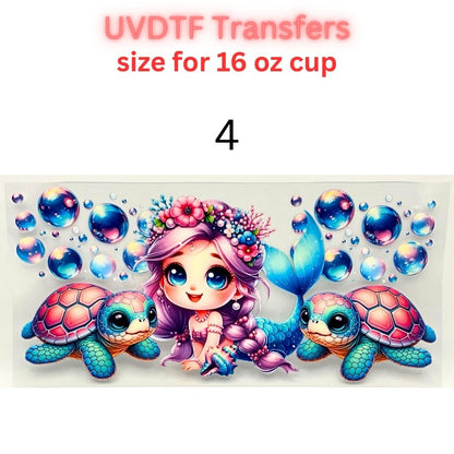 Ocean UVDTF Cup Wrap | Sea Turtle Dolphin Tumbler Decal | Beach Summer Coastal Designs | 16oz Glass Cup Transfer