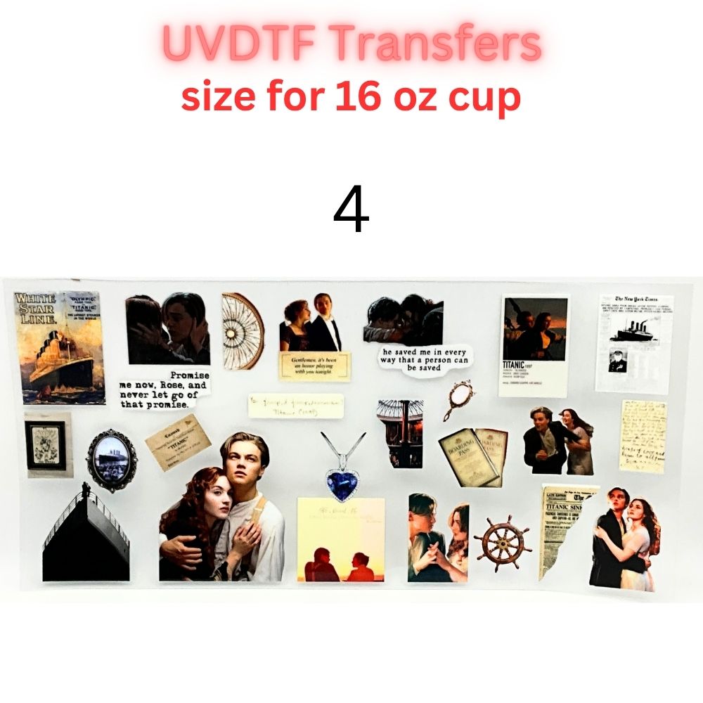 Romantic Movie Aesthetic UVDTF Wrap | Vintage Love Story Tumbler Decal | Dark Romance & Retro Film Inspired | 16oz Glass Cup Transfer