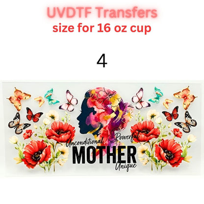 Mother UVDTF Cup Wrap | Mama Floral Tumbler Decal | Mom Gift Transfer | 16oz Glass Cup Wrap | Butterfly Flower Design