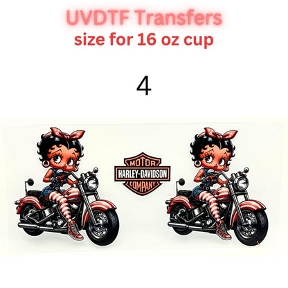 Motorcycle UVDTF Cup Wrap | Biker Skull Tumbler Decal | Vintage Chopper Design | 16oz Glass Cup Transfer | Retro Rider Theme