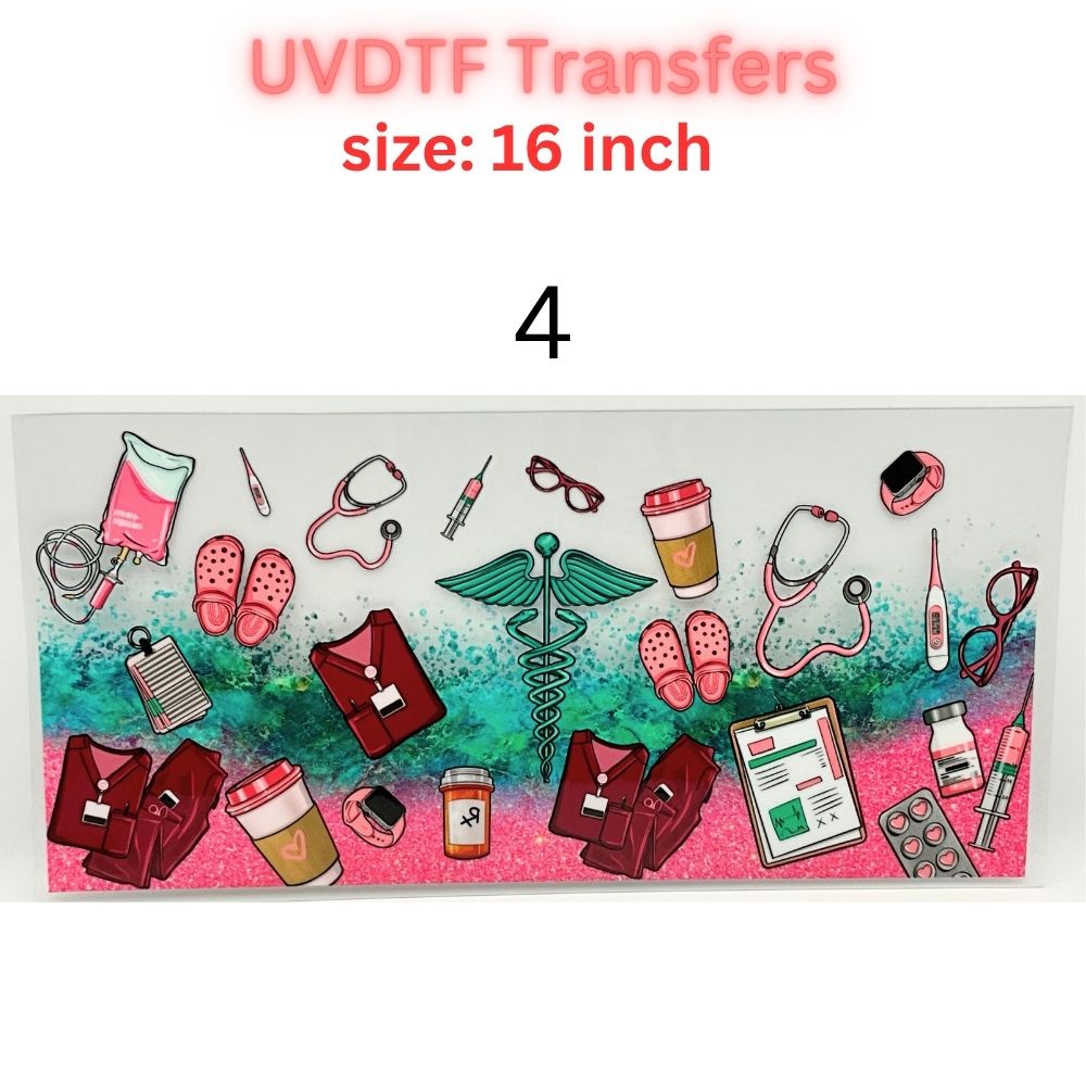 Nurse UVDTF Cup Wrap | 16oz Glass Can Transfer | Nurse Life Tumbler Decal | Healthcare Gift | RN CNA Medical Wrap