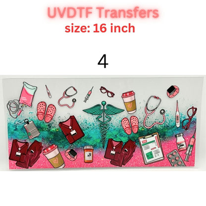 Nurse UVDTF Cup Wrap | 16oz Glass Can Transfer | Nurse Life Tumbler Decal | Healthcare Gift | RN CNA Medical Wrap