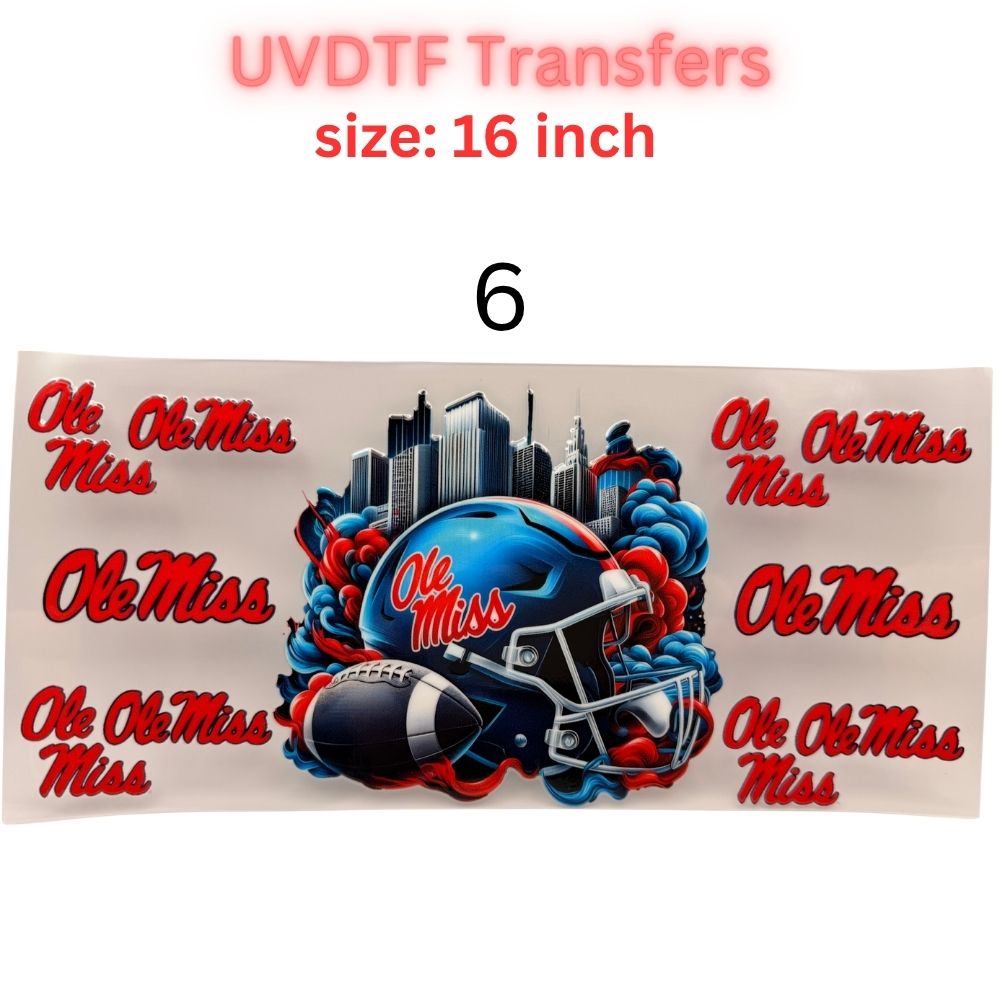 Football Inspired UVDTF Cup Wraps | 16 oz Glass Wrap Transfers | Game Day Helmet Designs | Sports Color Themes