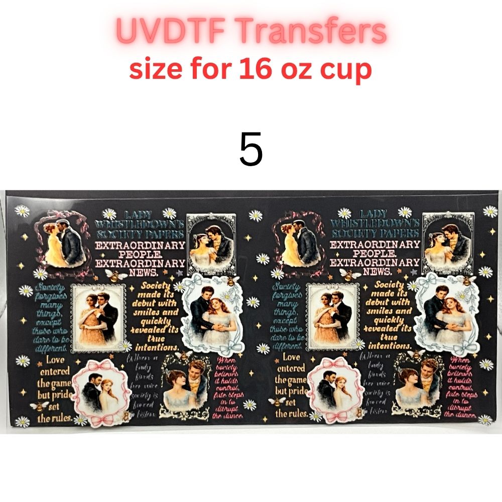 Regency Tea Party UVDTF Cup Wraps | Vintage Tea Aesthetic Transfers | Floral Tea Cup Designs | 16oz Glass Cup Wrap Decals