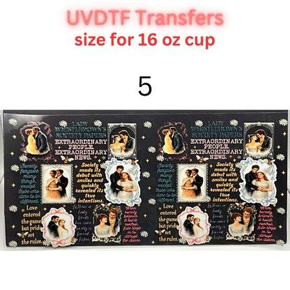 Regency Tea Party UVDTF Cup Wraps | Vintage Tea Aesthetic Transfers | Floral Tea Cup Designs | 16oz Glass Cup Wrap Decals