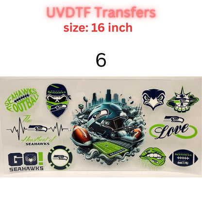 Football Team Inspired UVDTF Cup Wrap | 16oz Libbey Glass Transfer | Sports Fan Tumbler Wrap | Game Day Cup Decal | Football Lover Gift