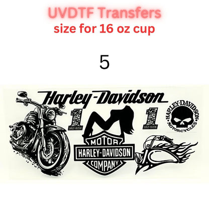Motorcycle UVDTF Cup Wrap | Biker Skull Tumbler Decal | Vintage Chopper Design | 16oz Glass Cup Transfer | Retro Rider Theme