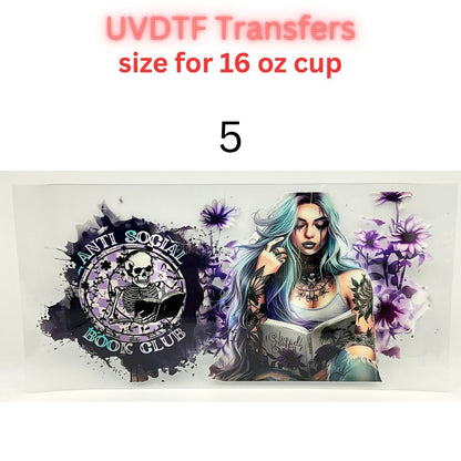 Boho Floral UV DTF Cup Wrap for 16oz Glass Can | Western Cowgirl, Book Lover & Sunflower Tumbler Decal | Aesthetic Drinkware Transfer