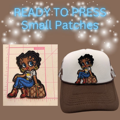 READY TO PRESS Fashion Girl Embroidered Patches – Small Size