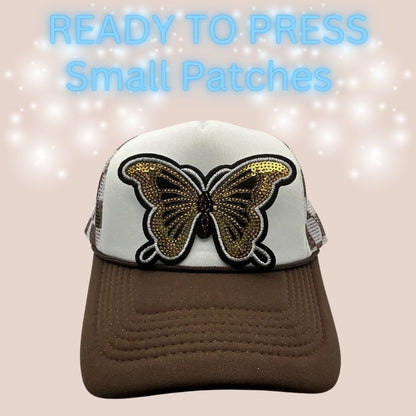 Ready to Press Sequin Butterfly Patches | Small Embroidered Butterfly Heat Transfer Patches for Hats & Apparel