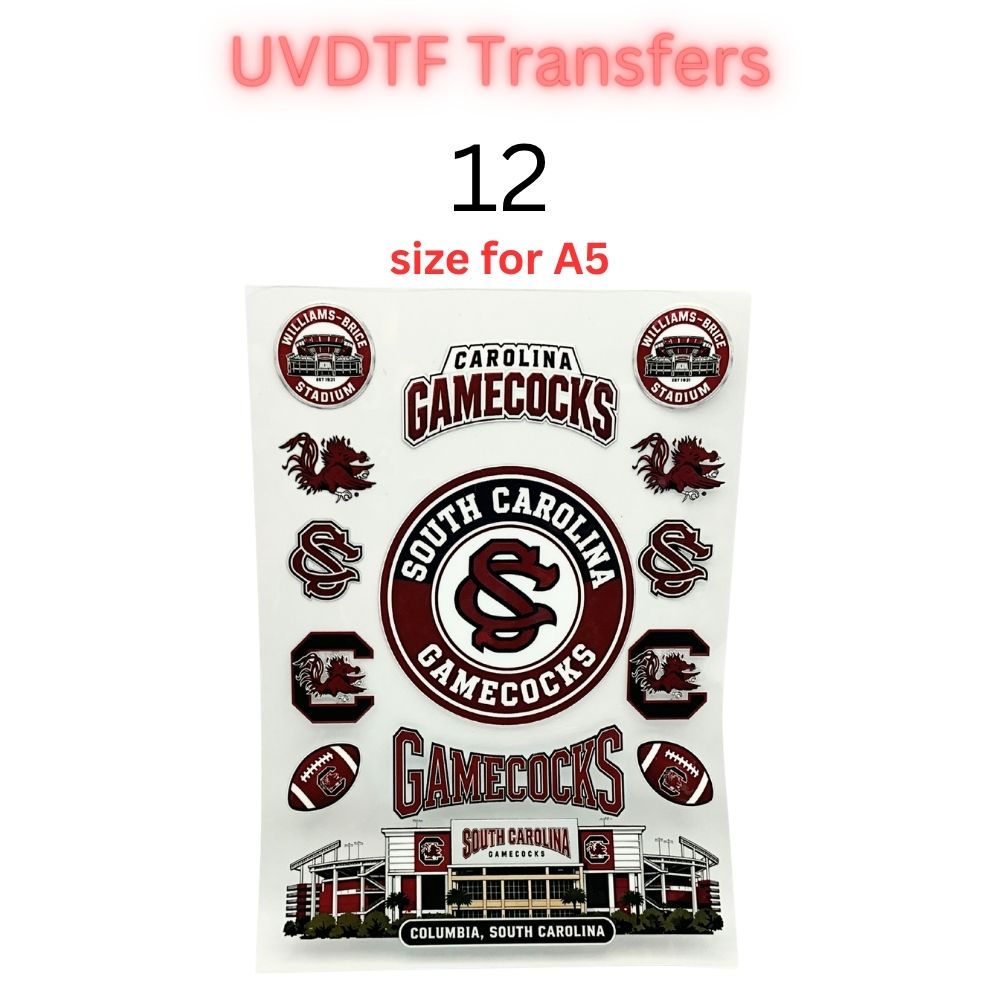 Garnet & Black Football-Themed UV DTF Cup Wrap Decals | 16 oz Cup Transfers | Mascot-Inspired Sports Designs | Waterproof Tumbler Stickers