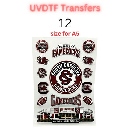 Garnet & Black Football-Themed UV DTF Cup Wrap Decals | 16 oz Cup Transfers | Mascot-Inspired Sports Designs | Waterproof Tumbler Stickers