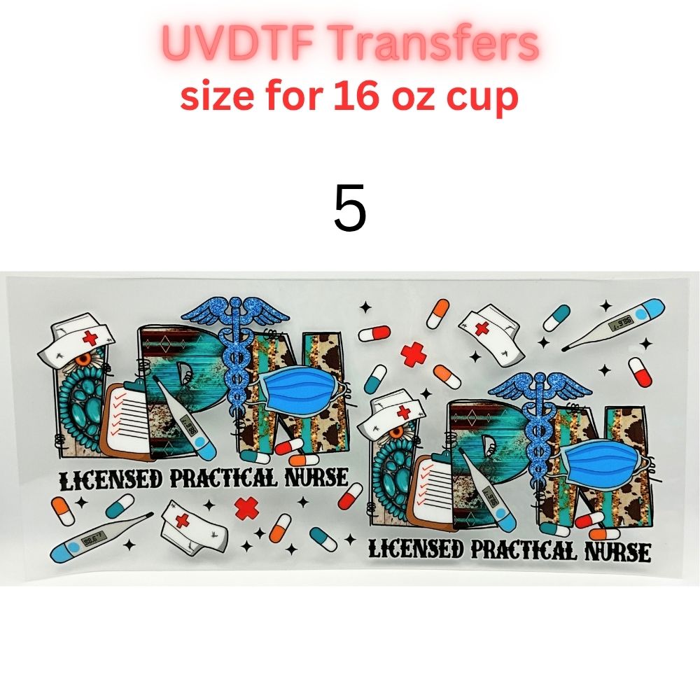Nurse UV DTF Cup Wrap for 16oz Glass Can | Medical CNA LPN Healthcare Tumbler Transfer | Cute Nurse Life Drinkware Decal