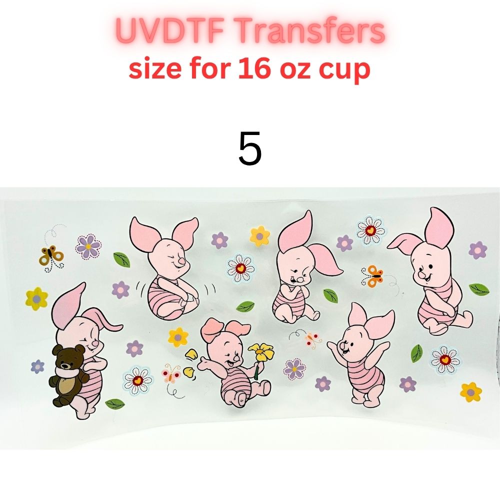 Cute Cartoon UV DTF Cup Wrap for 16oz Glass Can | Retro Strawberry, Farm Animals, Bear & Bird Drinkware Transfer