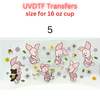 Cute Cartoon UV DTF Cup Wrap for 16oz Glass Can | Retro Strawberry, Farm Animals, Bear & Bird Drinkware Transfer