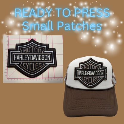 Ready to Press Small Motorcycle Logo Patches for Trucker Hats – Assorted Wing & Shield Designs