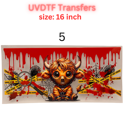 True Crime Inspired UVDTF Transfers | 16 Inch Wraps | Crime Scene Aesthetic Designs | Cup Wrap Bundle