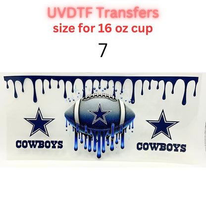Sports Fan Inspired UV DTF Cup Wrap for 16 oz Glass Can | Football Fan Transfer Decal | Waterproof Permanent Cup Sticker | Multiple Styles