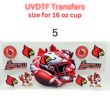 College Style Football UV DTF Wrap for 16oz Glass Can | Blue Yellow Purple Red Sports Fan Cup Wrap | Game Day Tumbler Decal