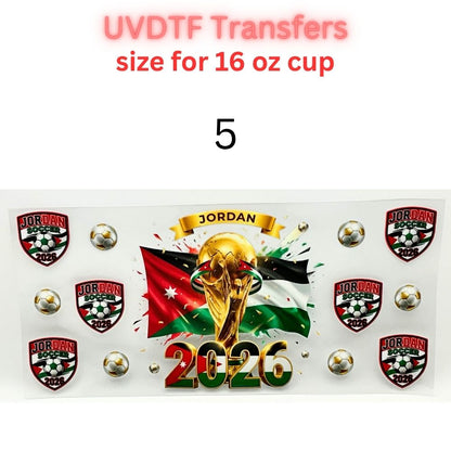Soccer Tournament Cup Wraps 2026 | UVDTF 16oz Glass Can Wrap | Country-Inspired Football Designs | World Sports Fan Decals