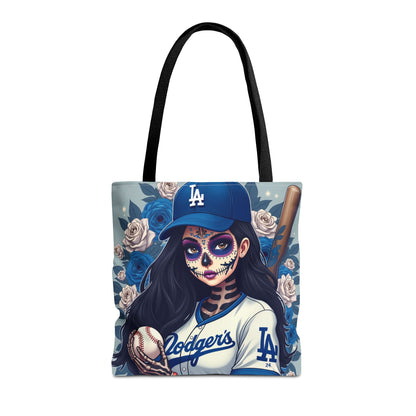 Sugar Skull Baseball Tote Bag, Unique Tote for Sports Fans, Day of the Dead Inspired, Stylish Shopping Bag, Gift for Her