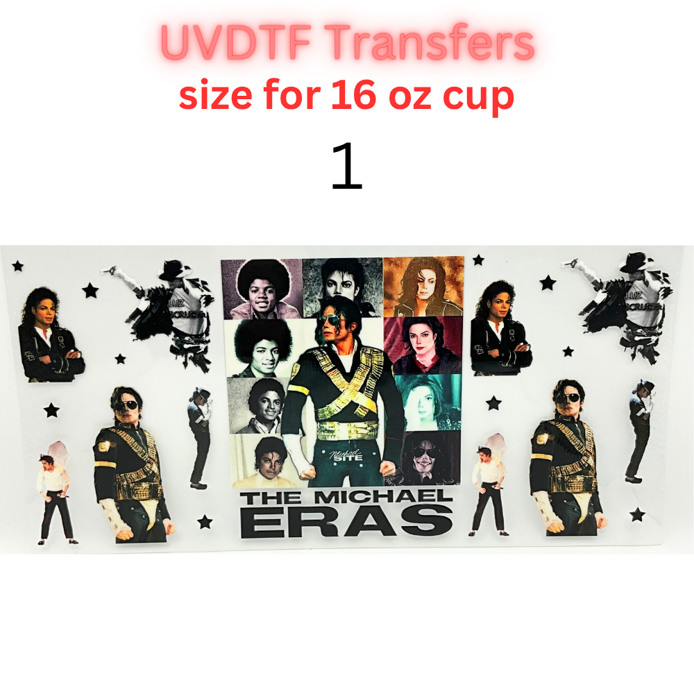 Music Era Inspired UV DTF Cup Wrap | Retro Pop Legend Inspired | 16 oz Libbey Glass Wrap | UV DTF Transfer