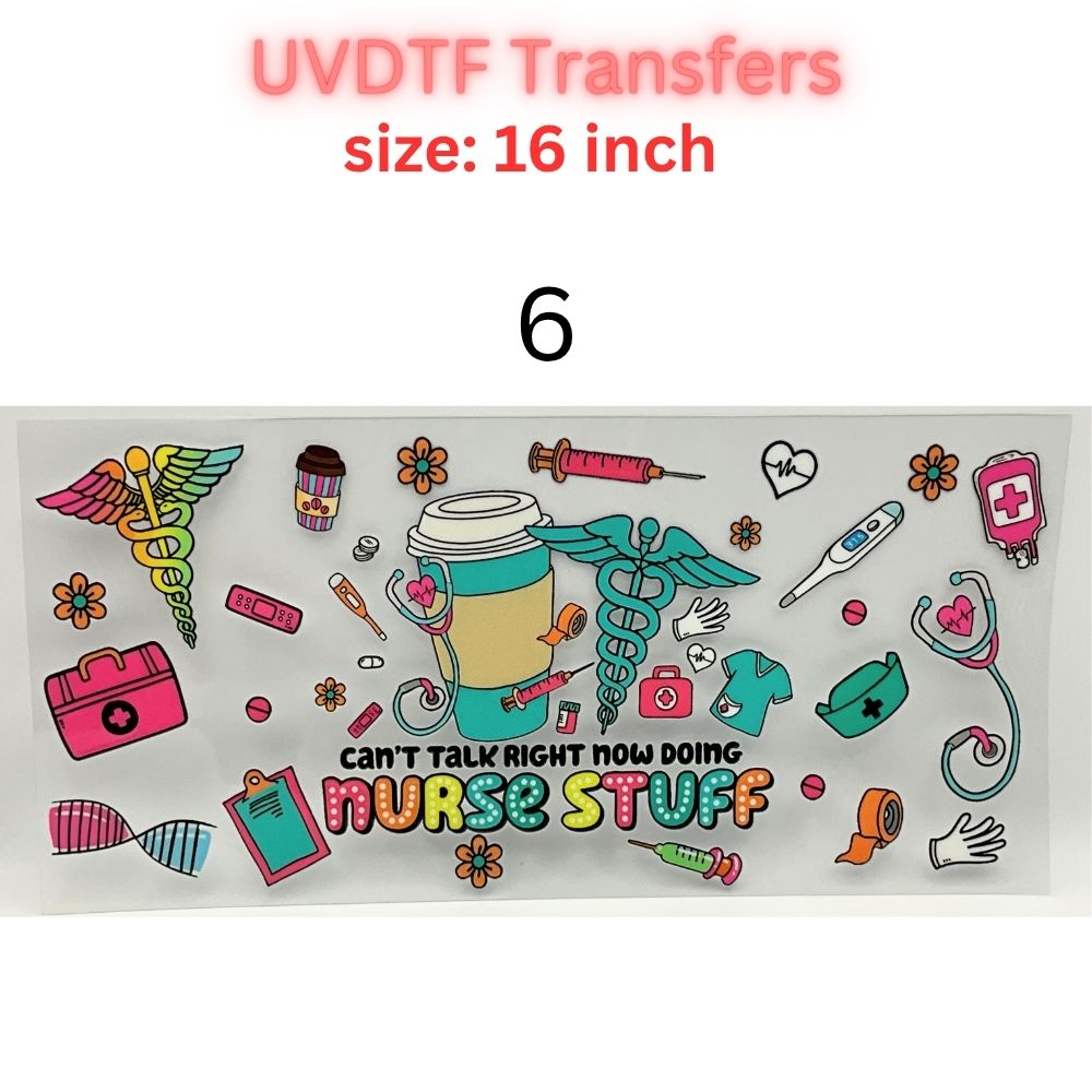 Nurse UVDTF Cup Wrap | 16oz Glass Can Transfer | Nurse Life Tumbler Decal | Healthcare Gift | RN CNA Medical Wrap