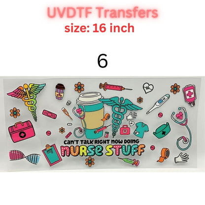 Nurse UVDTF Cup Wrap | 16oz Glass Can Transfer | Nurse Life Tumbler Decal | Healthcare Gift | RN CNA Medical Wrap