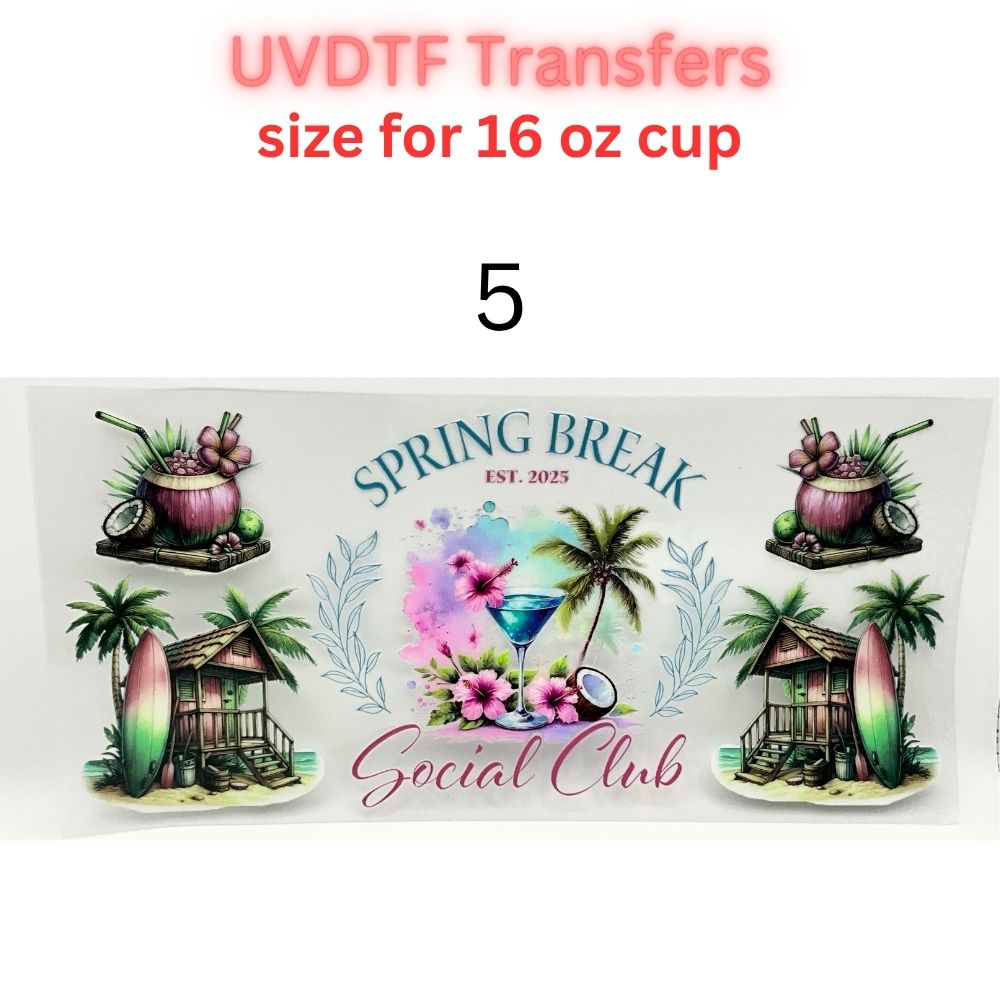 Summer Vacation UV DTF Cup Wraps | 16oz Tumbler Transfers | Beach, Cruise, Tropical, Sea Life & Floral Designs