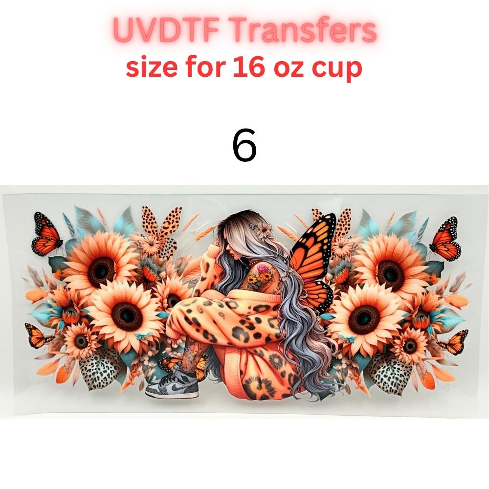 Boho Floral UV DTF Cup Wrap for 16oz Glass Can | Western Cowgirl, Book Lover & Sunflower Tumbler Decal | Aesthetic Drinkware Transfer