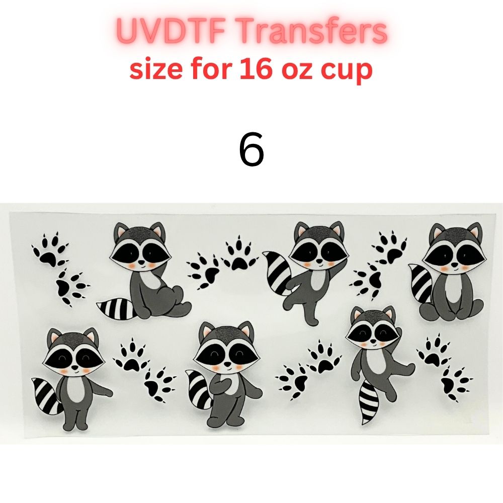 UVDTF Cup Wrap Transfers for 16oz Glass | Cute Wildlife Animal Wraps | Panda & Raccoon Designs | Ready to Apply Decals