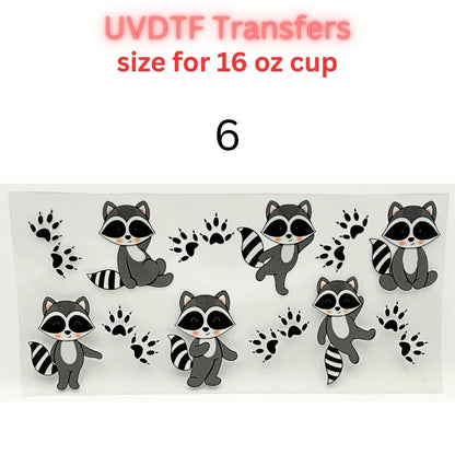 UVDTF Cup Wrap Transfers for 16oz Glass | Cute Wildlife Animal Wraps | Panda & Raccoon Designs | Ready to Apply Decals