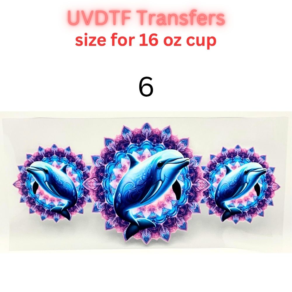 Ocean UVDTF Cup Wrap | Sea Turtle Dolphin Tumbler Decal | Beach Summer Coastal Designs | 16oz Glass Cup Transfer